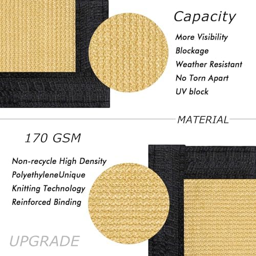UPGRADE Privacy Fence Screen 6'x16' Sand Outdoor 90% Visibility Blockage 170 - Image 2