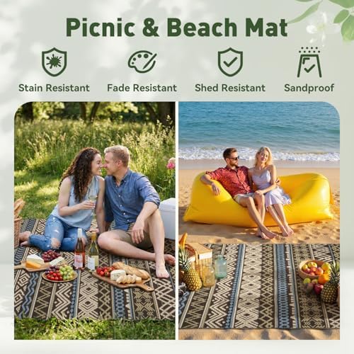 MontVoo Outdoor Rug Carpet Waterproof-Patio Rug Mat 6x9 Reversible RV Outdoor - Image 5