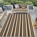 Striped Fall Outdoor Rug 5'x7', Washable Cotton Hand Woven Patio Rug by Sungea