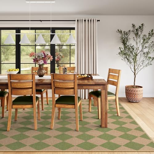Lahome Checkered Easy Jute Living Room Rug, 8x10 Outdoor Rugs Washable - Image 4