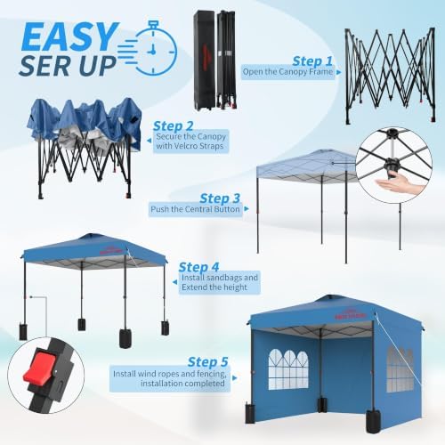 10x10 Pop Up Canopy Tent with 3 Sidewalls - Image 5