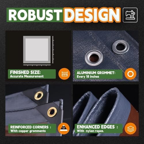 RAINDEWAY 12x30 Feet 18Mil Super Heavy Duty Tarp Waterproof Tarps Cover - Image 5