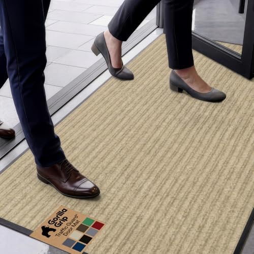GORILLA GRIP Traffic Guard Indoor Outdoor Heavy Duty Door Mat, 60x36 Beige by GorillaGrip