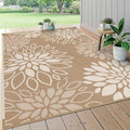 HEBE Waterproof Outdoor Rug 5'x8', Floral Reversible Plastic Patio Rug by HEBE