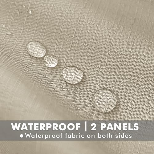 Linen Outdoor Curtains for Patio Waterproof 6 Pcs 54x84 In Cream - Image 2