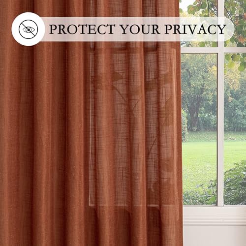 MYSKY HOME Terracotta Curtains for Bedroom Living Room 84 Inches Long Light - Image 5