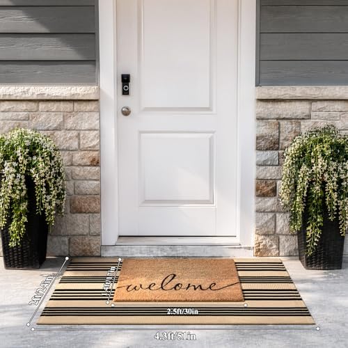 Striped Outdoor Fall Front Door Mat 24"x51", Cotton Washable Rug - Image 4