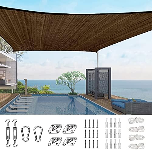 Quictent Sun Shade Sail for Patio w/Hardware Kit 185GSM 24x24ft Brown by QUICTENT