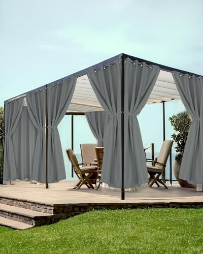 Grommet Outdoor Curtains for Patio Waterproof 8 Pcs 54x120 In Grey by HolidayIdeas