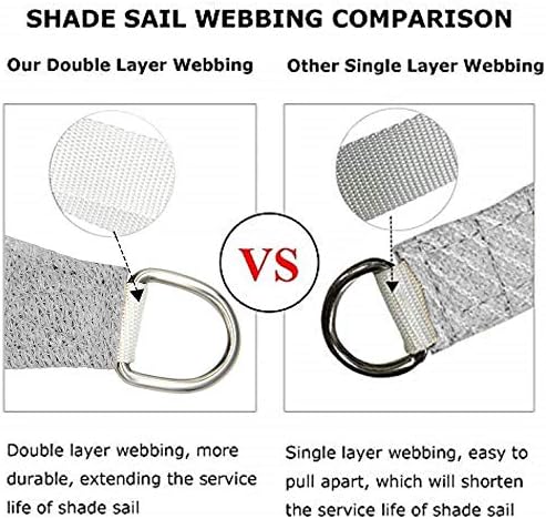 Shade&Beyond 5'X5' Sun Shade Sail Light Grey Rectangle - Image 3