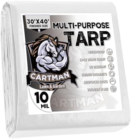 CARTMAN 30x40Ft Waterproof Poly Tarp, All Weather Cover 10 Mil by CARTMAN