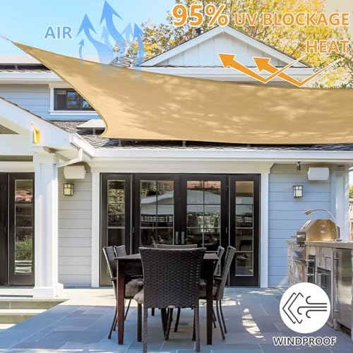 10' x 10' Rectangle Sun Shade Sail, 185 GSM HDPE - Image 6