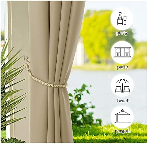 NICETOWN Canvas Patio Curtains for Outdoor Waterproof 2 Panels, Home Fashion - Image 4