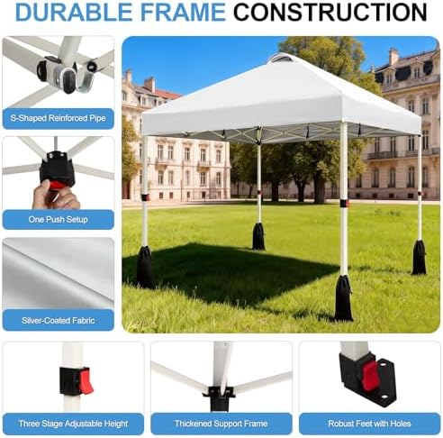 WEIZE 10x10 Pop Up Canopy Tent, 1-Button Push Setup Canopy Tent, Adjustable - Image 3