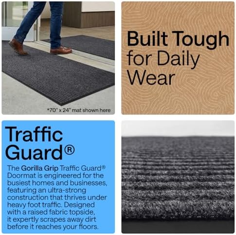 GORILLA GRIP Traffic Guard Indoor Outdoor Heavy Duty Door Mat, 35x23 Gray - Image 3