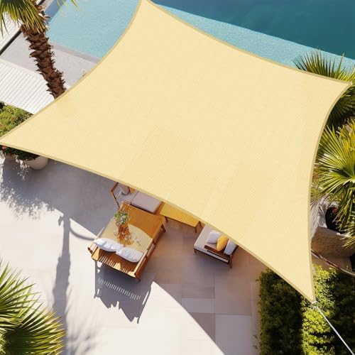 Shade&Beyond 10'X13' Sun Shade Sail Beige Rectangle by ShadeBeyond