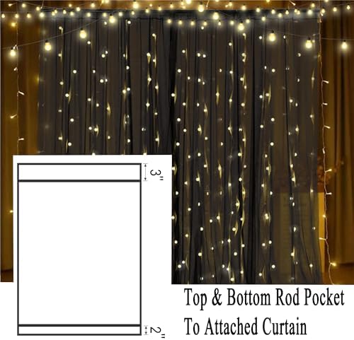 10 x 10 Outdoor Black Tulle Backdrop Curtains Waterproof Voile Sheer Screen - Image 6