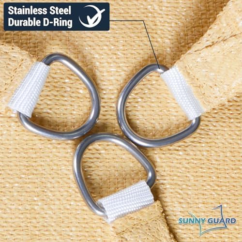SUNNY GUARD 12' x 12' Rectangle Shade Sail 95% UV Block Outdoor Canopy - Image 6