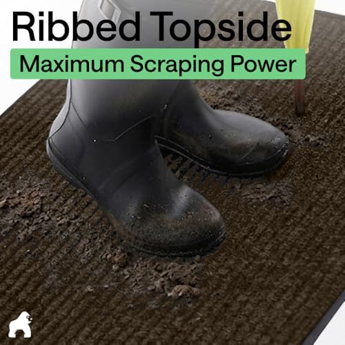GORILLA GRIP Traffic Guard Indoor Outdoor Heavy Duty Door Mat, 72x48 Brown - Image 4