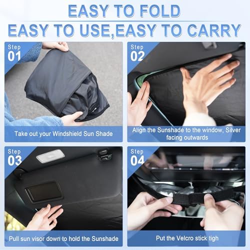 SINGARO 300T Universal Car Windshield Sun Shade, Foldable Reflective - Image 4