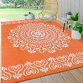 Pauwer Outdoor Rug 6x9, Waterproof Plastic Camping Rug, Floral Orange by Pauwer