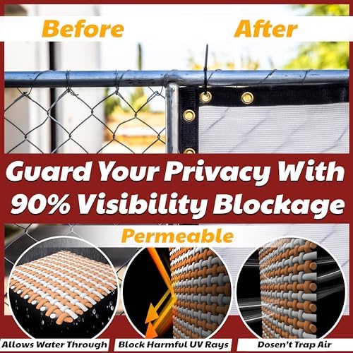 Amgo 6' x 49' White Fence Privacy Screen, 90% Blockage - Image 4