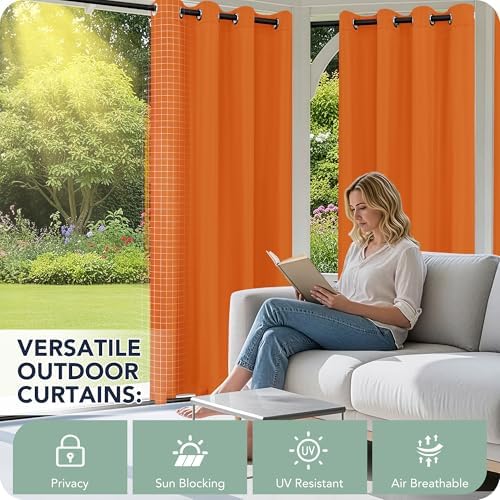 Outdoor Curtains for Patio Waterproof 6 Panels, Porch Sun Shade - Image 3