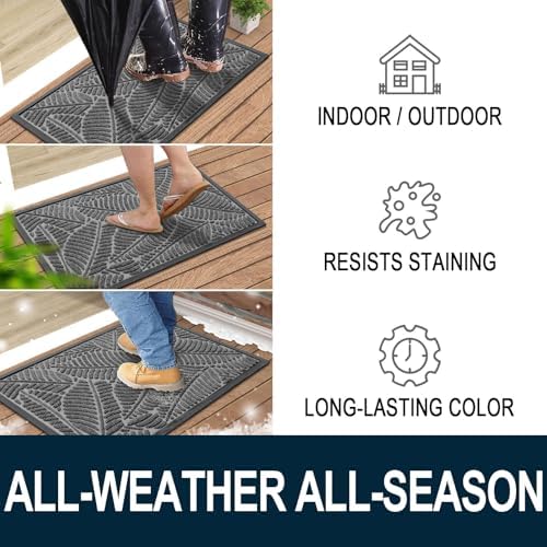 Colorxy Waterproof Front Doormat, Sturdy Natural Rubber Door Mat - Image 4