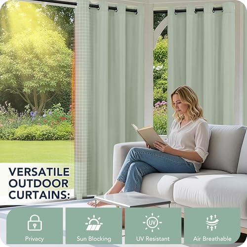 Outdoor Curtains for Patio Waterproof 6 Panels, Porch Sun Shade - Image 3