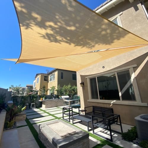 SUNLAX Sun Shade Sail 10'x20'x22.4' Sand Triangle Shade Cover Custom Size by SUNLAX