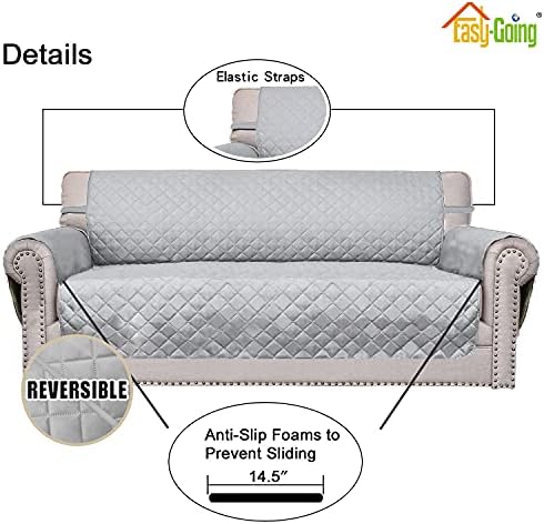 Easy-Going Reversible Couch Cover, Small Chair, Light Gray/Light Gray - Image 3