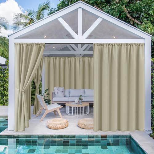 Outdoor Curtains for Patio Waterproof Rod Pocket 6 Pcs 54x84 Inch Taupe - Image 2