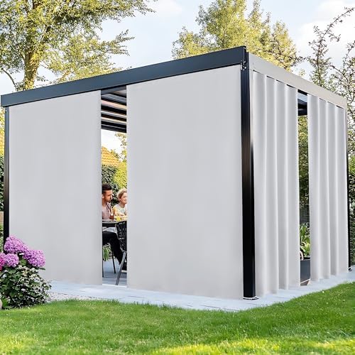 NICETOWN Outdoor Curtains for Patio Windproof 2 Panels W66xL84 White by NICETOWN