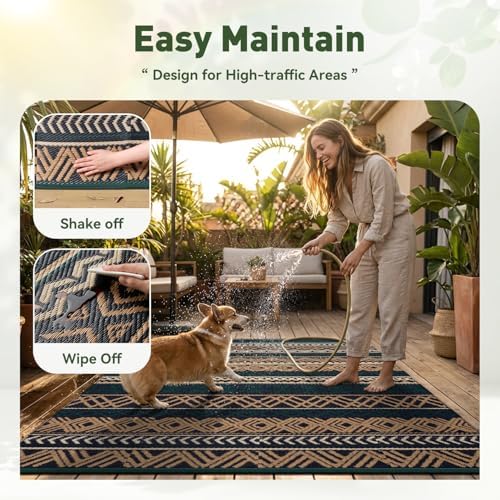 MontVoo Outdoor Rug Carpet Waterproof-Patio Rug Mat 6x9 Reversible RV Outdoor - Image 6