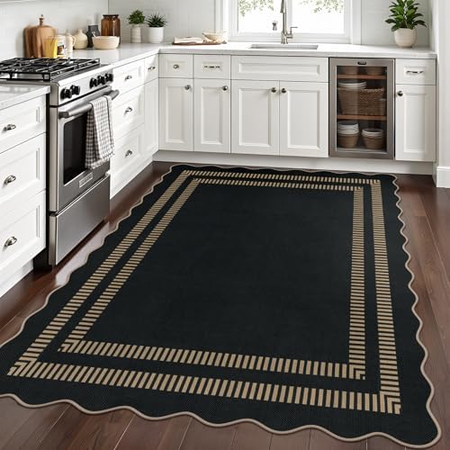 Scalloped Modern Easy Jute Carpet, 5x7 Outdoor Patio Washable Area Rug - Image 7
