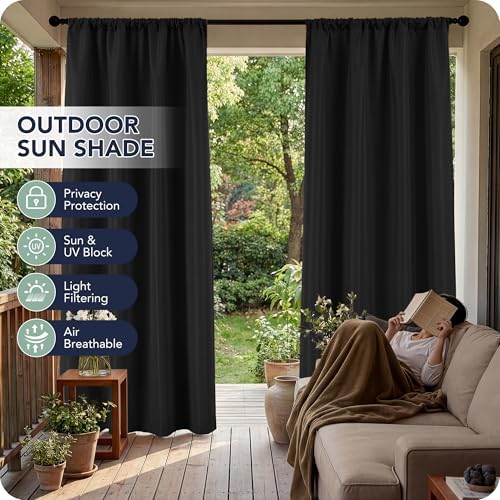 Patio Curtains Outdoor Waterproof, 4 Panels, Rod Pocket Sunshades - Image 3