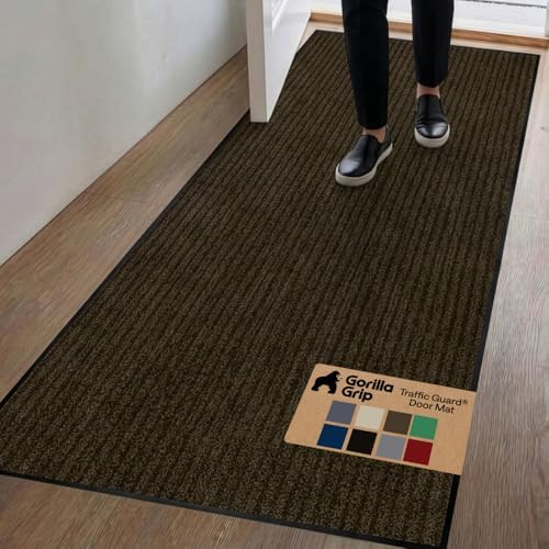 GORILLA GRIP Traffic Guard Indoor Outdoor Heavy Duty Door Mat, 70x24 Brown by GorillaGrip
