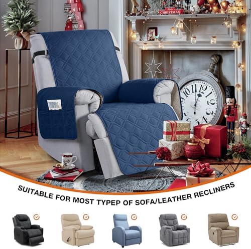 VANSOFY 100% Waterproof Recliner Chair Covers Washable, Ocean Blue - Image 5