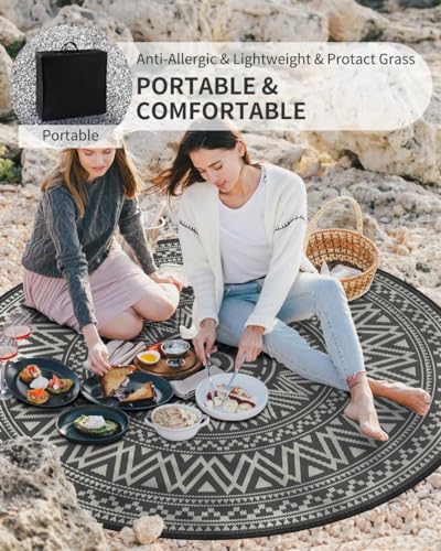 MontVoo Outdoor Rug Carpet Waterproof Round 8ft Outdoor Patio Rug Mat - Image 6
