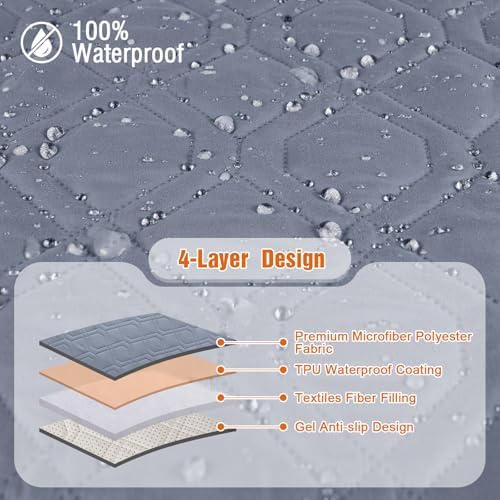 VANSOFY 100% Waterproof Recliner Chair Covers Washable, Slate Gray - Image 5