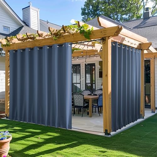 NICETOWN Patio Curtains Outdoor Waterproof W100 x L95 in Stone Blue by NICETOWN
