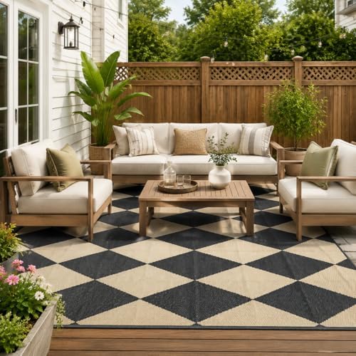fifame 9x18 Outdoor Rug, Plastic Woven Patio Mat, Waterproof RV Camping Rug - Image 7