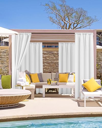 Outdoor Curtains for Patio Waterproof Rod Pocket 8 Pcs 54x84 Inch White - Image 2