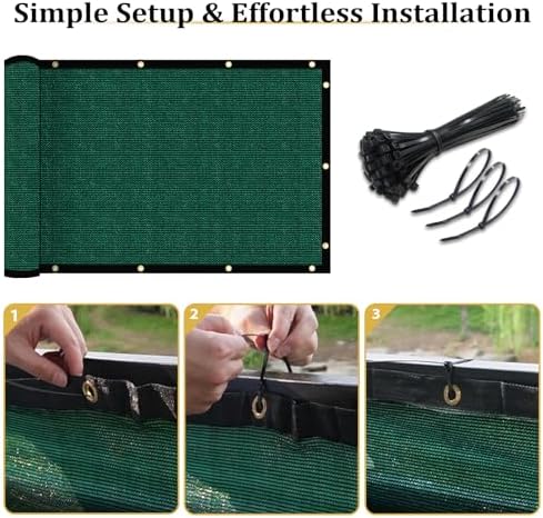 Shade&Beyond 3'x22' Dark Green Privacy Screen Fence Cover 170 GSM Fencing Mesh - Image 5