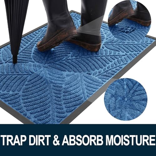 Colorxy Waterproof Front Doormat, Sturdy Natural Rubber Door Mat - Image 2