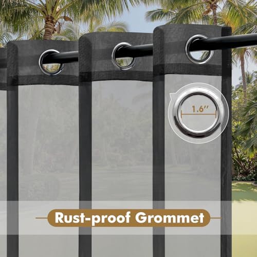 MIULEE Black Outdoor Curtain for Patio Waterproof 4 Panels 54 x 84 Inch - Image 4