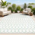 JONATHAN Y Moroccan Geometric Indoor Outdoor Area Rug 4X6 Green/Ivory, Ourika by JONATHANY