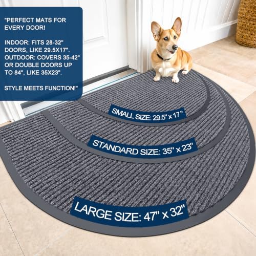 OLANLY Half Circle Front Door Mat 47x32, Waterproof Heavy-Duty Doormat - Image 2