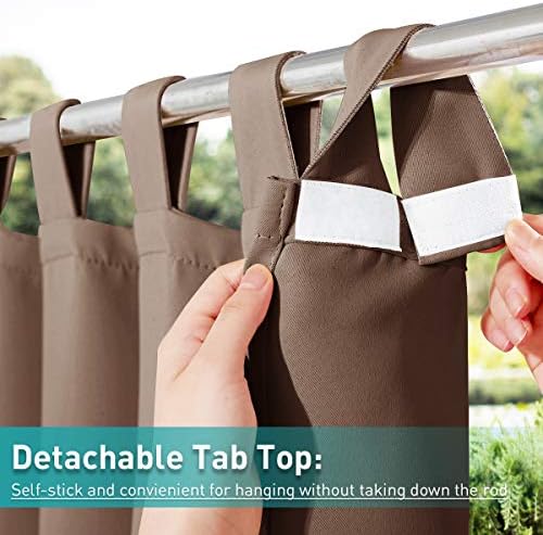 NICETOWN Outdoor Curtain for Patio Waterproof, Self-Stick Tab Top Blackout - Image 2