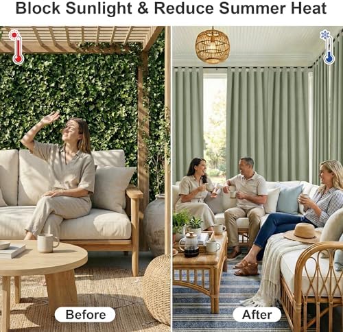 RYB HOME Blackout Outdoor Curtains 2 Panels - Image 3